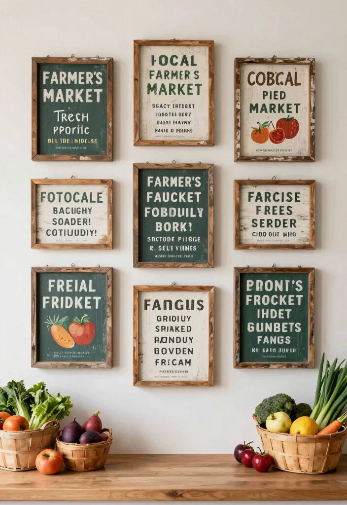 12 Kitchen Picture Ideas for Wall Decor 12. Local Farmers Market Signs 0