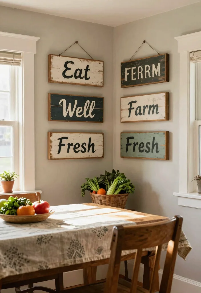 12 Kitchen Picture Ideas for Wall Decor 3. Rustic Farmhouse Signs 0