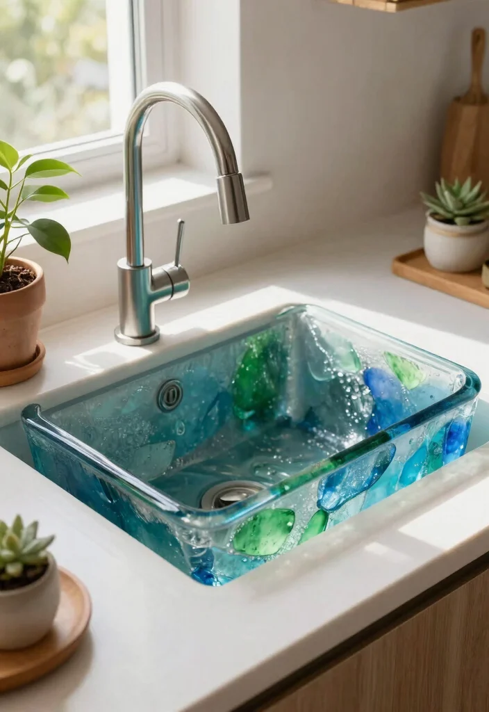 12 Kitchen Sink Ideas for Style and Everyday Use 1. Recycled Glass Sinks 0