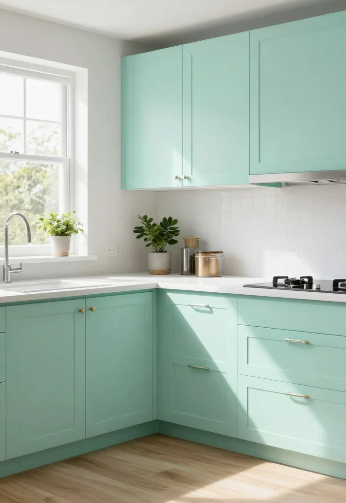 12 Light Green Kitchen Ideas for a Fresh Natural Feel 1. Fresh Mint Cabinets 0