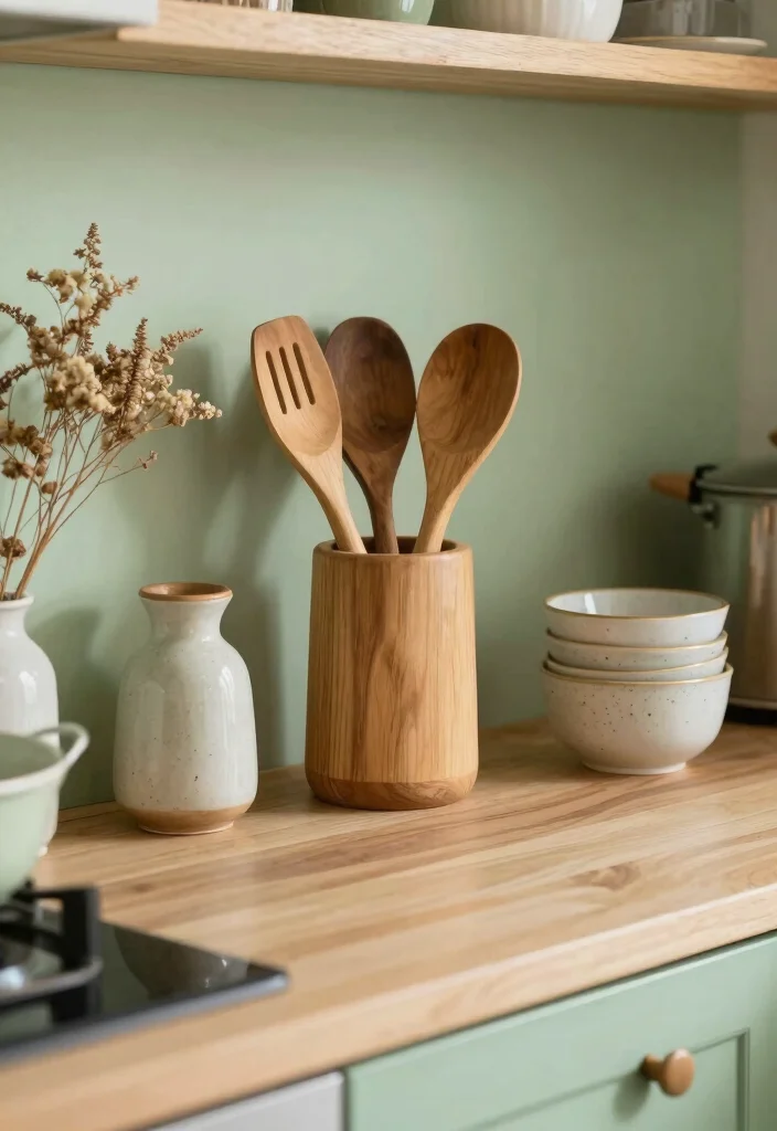 12 Light Green Kitchen Ideas for a Fresh Natural Feel 12. Incorporating Natural Elements 0