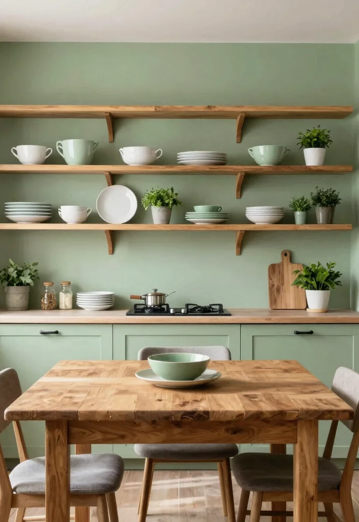12 Light Green Kitchen Ideas for a Fresh Natural Feel 2. Soft Sage Walls 0