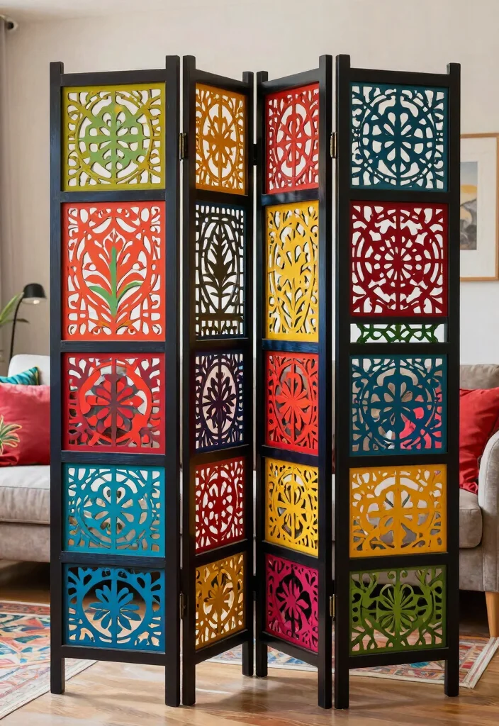 12 Living Room Divider Ideas for Small Spaces 3. Decorative Screens Art with a Purpose 0