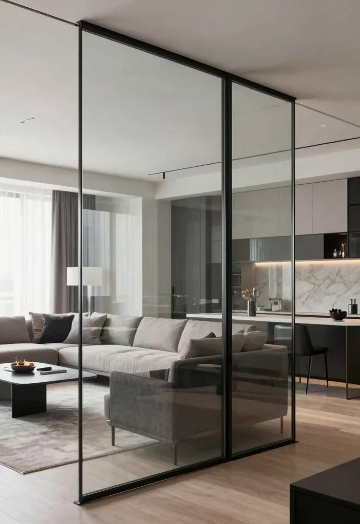 12 Living Room Divider Ideas for Small Spaces 5. Glass Partitions Modern Elegance 0