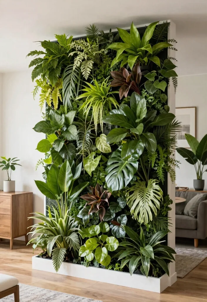 12 Living Room Divider Ideas for Small Spaces 8. Vertical Gardens Green Dividers 0