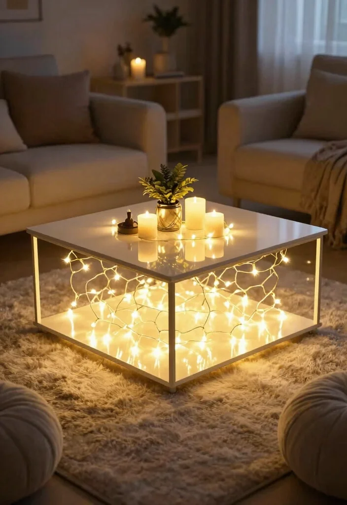 12 Living Room Fairy Light Ideas for Soft Glow 52 12 Living Room Fairy Light Ideas for Soft Glow 12. Fairy Lights Under a Coffee Table 0