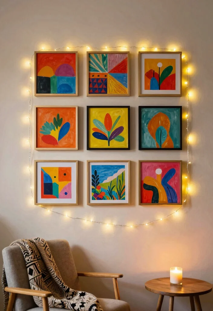 12 Living Room Fairy Light Ideas for Soft Glow 24 12 Living Room Fairy Light Ideas for Soft Glow 4. Incorporate Fairy Lights into Wall Art 0