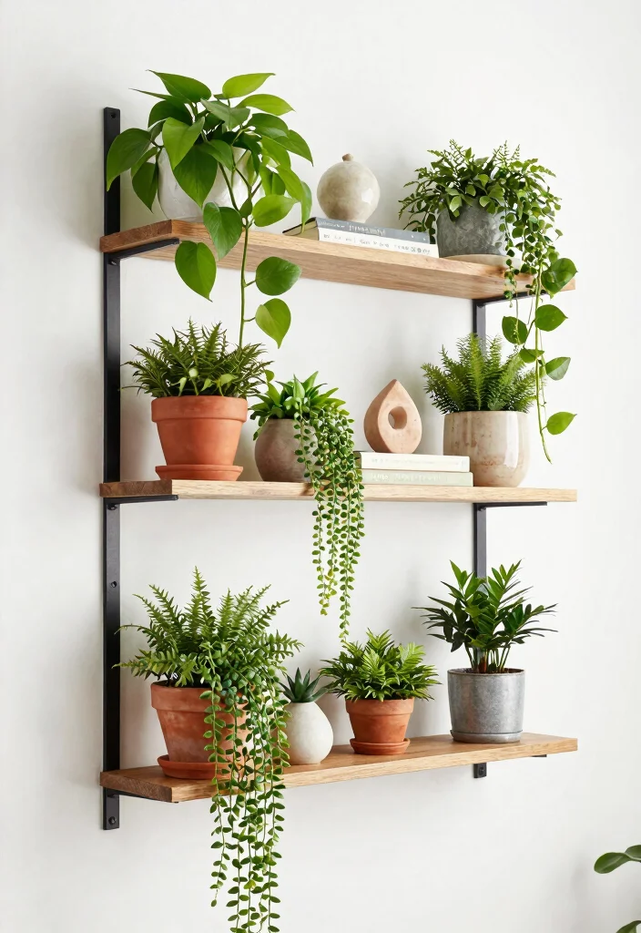 12 Living Room Plant Shelf Ideas to Bring Nature Indoors 1 12 Living Room Plant Shelf Ideas to Bring Nature Indoors 1. Vertical Garden Shelf 0