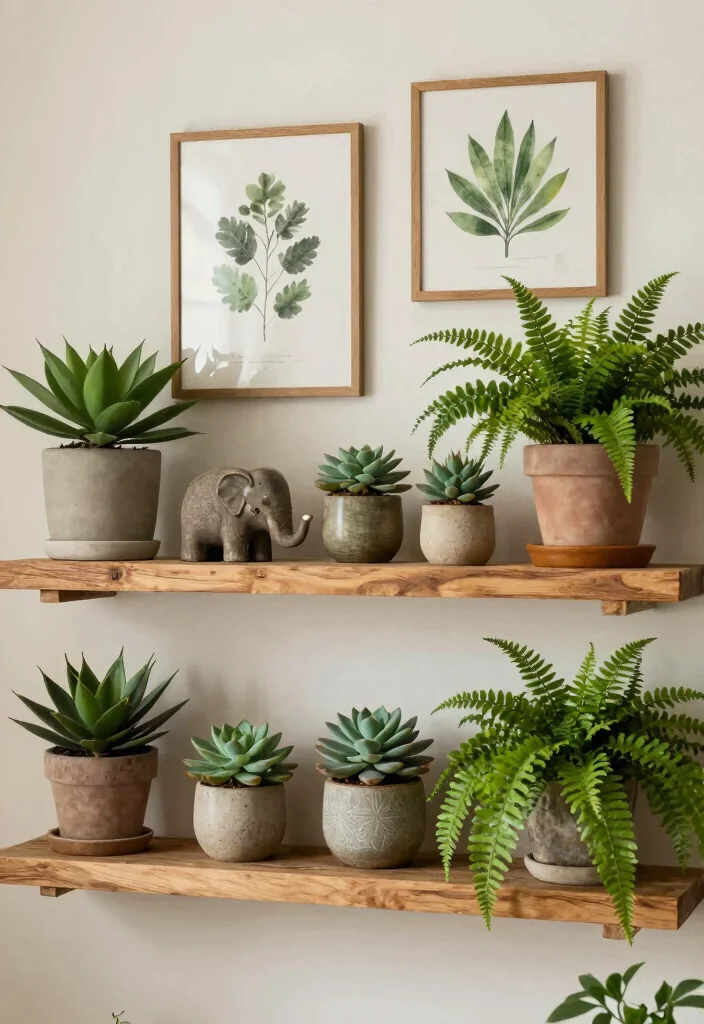 12 Living Room Plant Shelf Ideas to Bring Nature Indoors 35 12 Living Room Plant Shelf Ideas to Bring Nature Indoors 5. Themed Plant Shelf 0