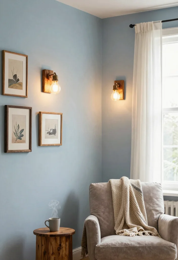 12 Living Room Wall Light Ideas for Cozy Ambience 2. Rustic Wooden Wall Lights 0