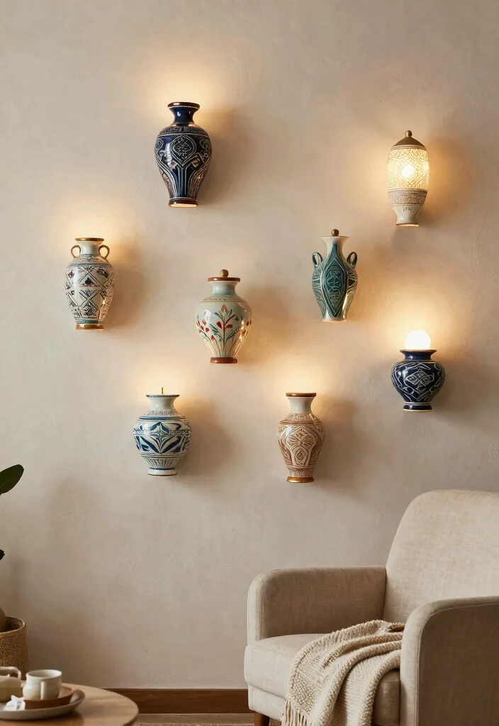 12 Living Room Wall Light Ideas for Cozy Ambience 8. Ceramic Wall Lamps 0