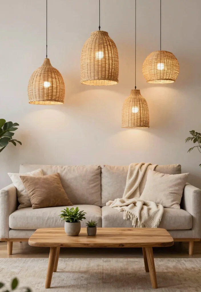 12 Living Room Wall Light Ideas for Cozy Ambience 9. Woven Rattan Wall Lights 0