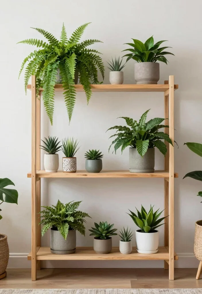 12 Living Room with Plants Ideas for a Fresh Look 4. Create a Plant Shelf 0
