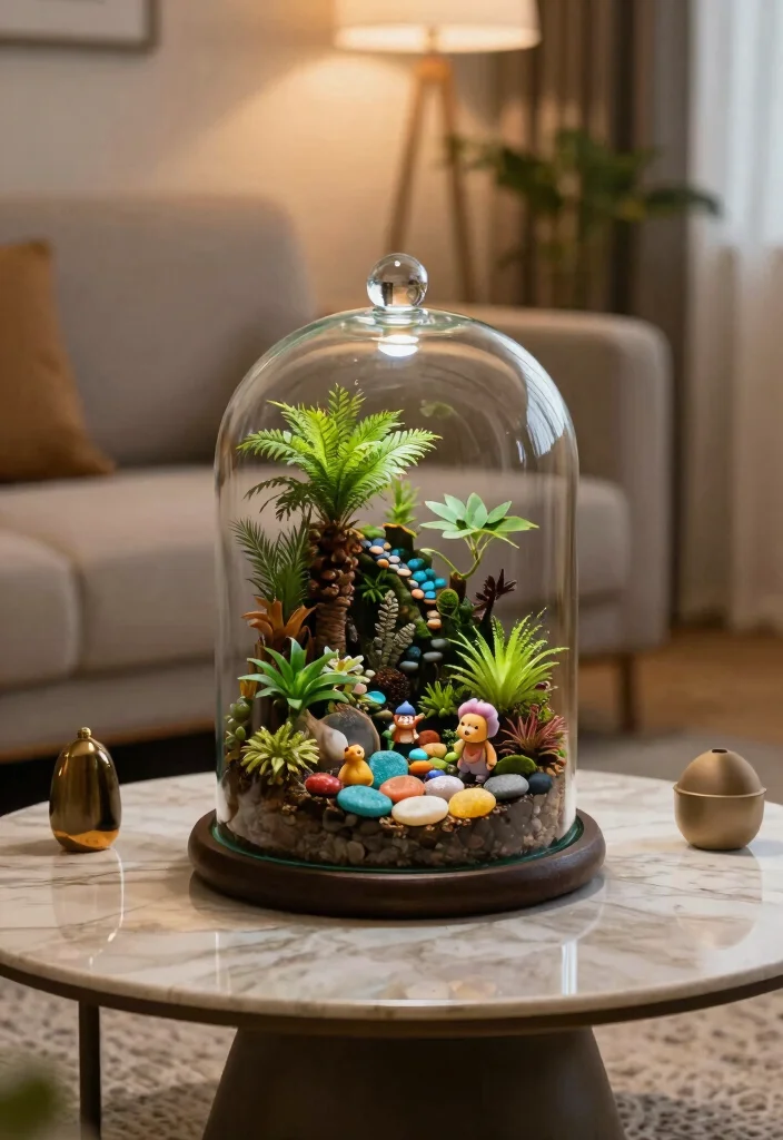 12 Living Room with Plants Ideas for a Fresh Look 5. Add a Terrarium 0