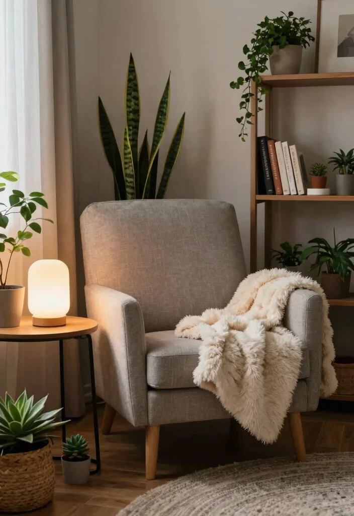 12 Living Room with Plants Ideas for a Fresh Look 9. Create a Cozy Reading Nook 0