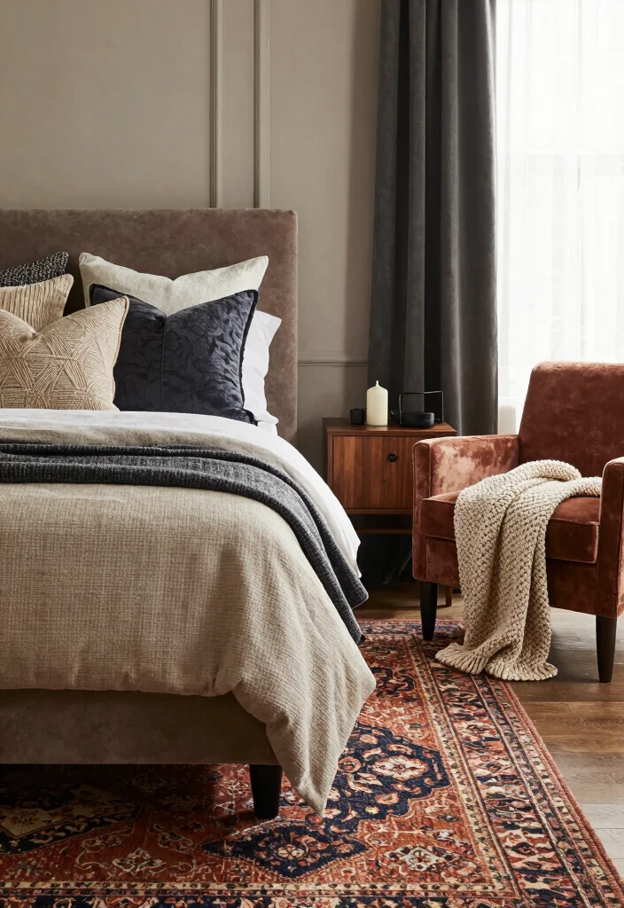 12 Medium Bedroom Ideas for Balanced Furniture Layouts 5. Introduce Layered Textures 0