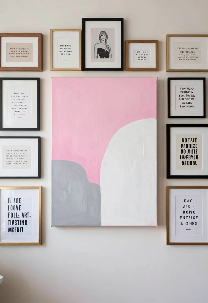 12 Pink White and Grey Bedroom Ideas with Soft Balance 9. Inspirational Art 0