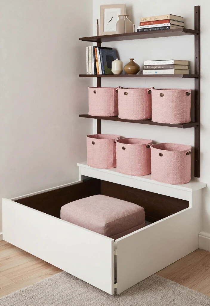 12 Pink and Brown Bedroom Ideas for Warm Contrast 10. Smart Storage Solutions 0