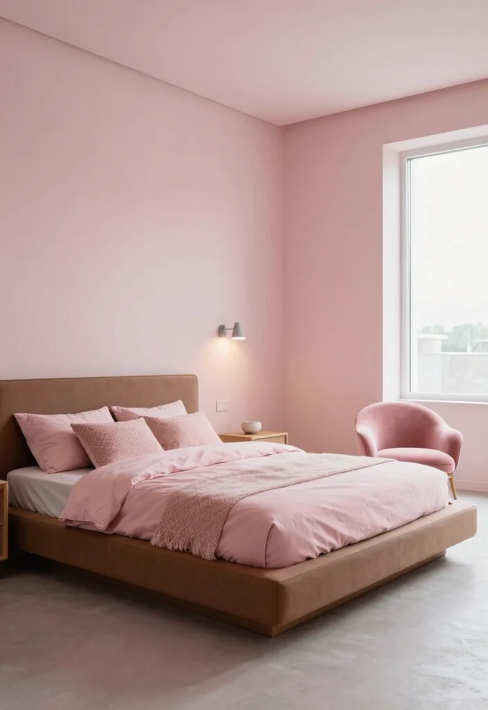 12 Pink and Brown Bedroom Ideas for Warm Contrast 2. Modern Minimalism 0