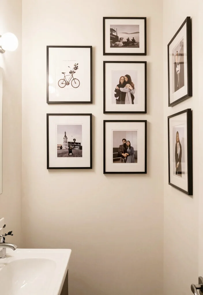 12 Small Bathroom with Shower Ideas That Feel Open and Airy 12. Personalize with Art 0