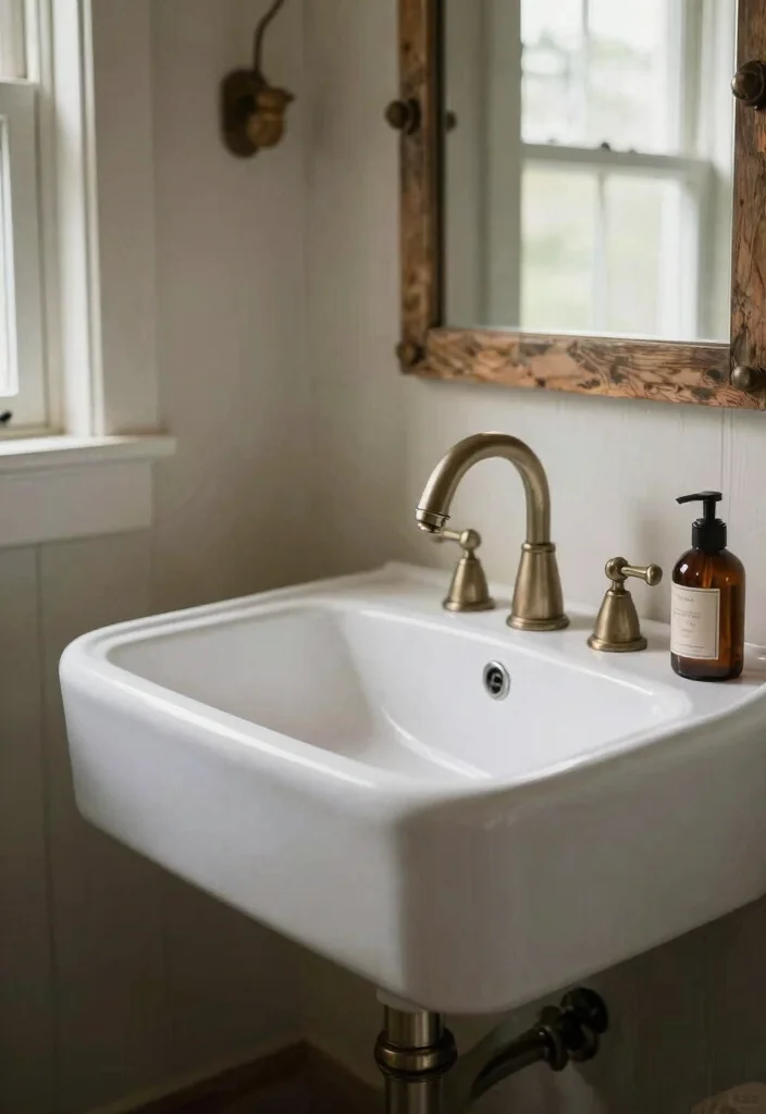 12 Small Farmhouse Bathroom Ideas with Cozy Rustic Charm 10. Farmhouse Style Faucets 0