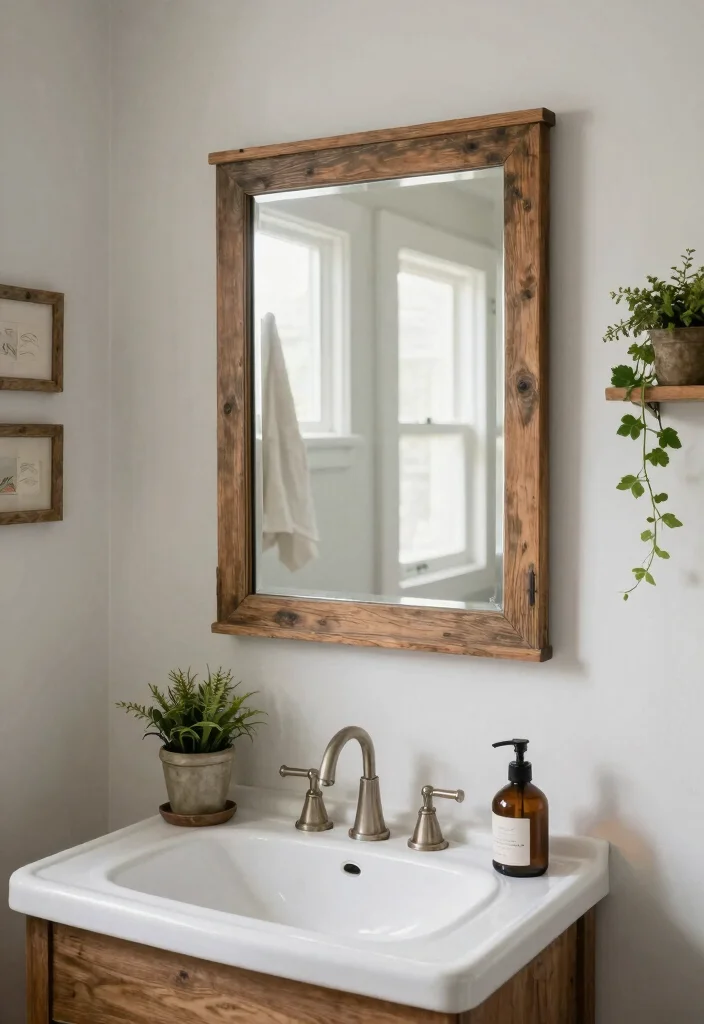 12 Small Farmhouse Bathroom Ideas with Cozy Rustic Charm 8. Functional Mirrors 0