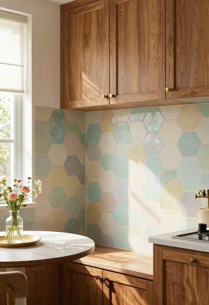 12 Traditional Kitchen Backsplash Ideas with Timeless Style 2. Vintage Hexagon Tiles 0