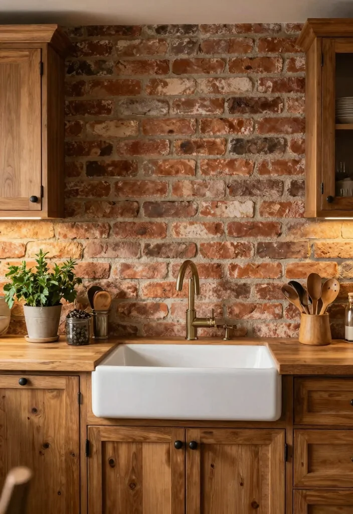 12 Traditional Kitchen Backsplash Ideas with Timeless Style 3. Rustic Brick Backsplash 0