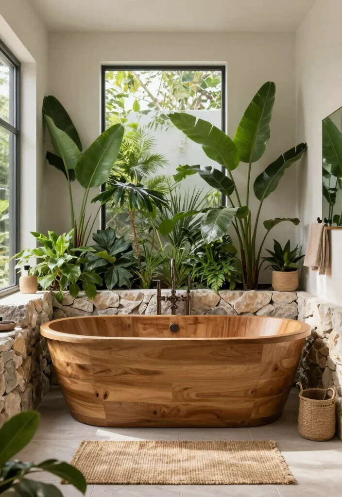 12 Tub Bathroom Ideas for Comfortable Everyday Soaks 7. Nature Inspired Decor 0