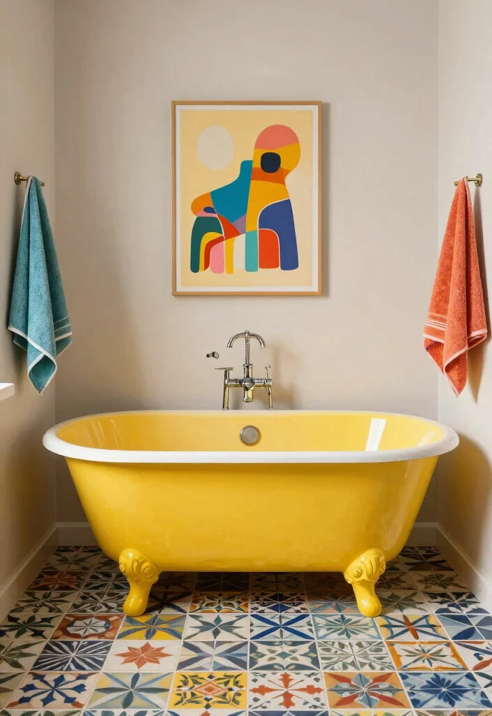 12 Tub Bathroom Ideas for Comfortable Everyday Soaks 8. Colorful Accents 0