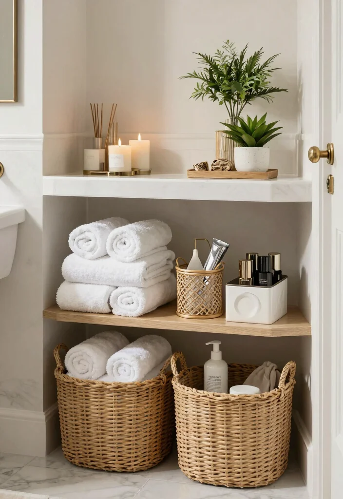 12 Womens Bathroom Decor Ideas with Elegant Touches 7. Utilize Stylish Storage Solutions 0