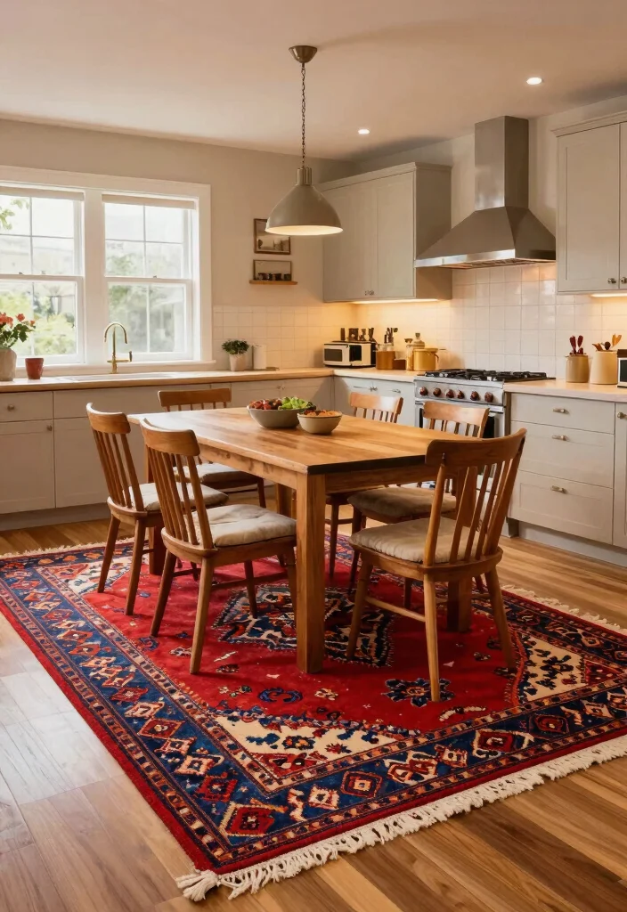 14 Classic Kitchen Ideas That Never Go Out of Style 13. Statement Rugs 0