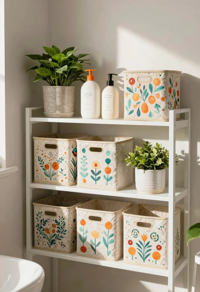 14 DIY Bathroom Ideas for Affordable Stylish Upgrades 12. Creative Storage Bins 0