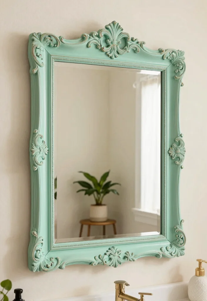 14 DIY Bathroom Ideas for Affordable Stylish Upgrades 5. Vintage Mirror Upcycle 0