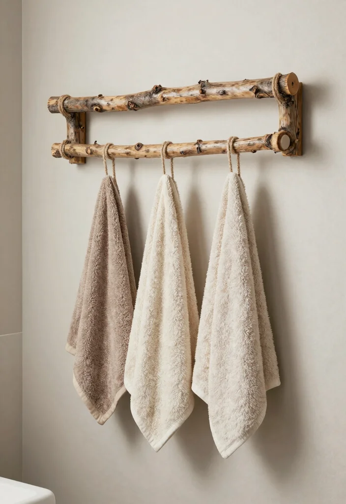 14 DIY Bathroom Ideas for Affordable Stylish Upgrades 8. DIY Towel Rack from Branches 0