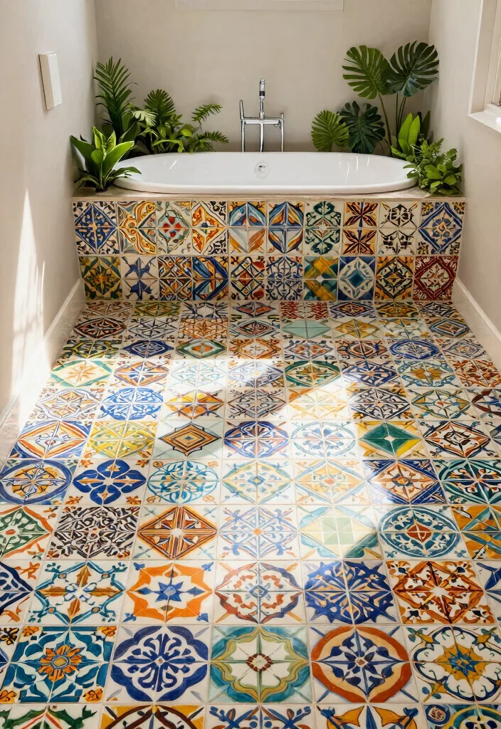 14 Indian Bathroom Ideas with Traditional Modern Balance 2. Vibrant Tile Patterns 0