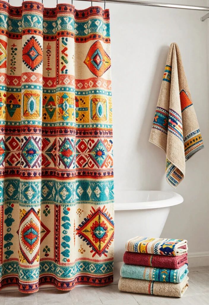 14 Indian Bathroom Ideas with Traditional Modern Balance 6. Ethnic Prints in Textiles 0