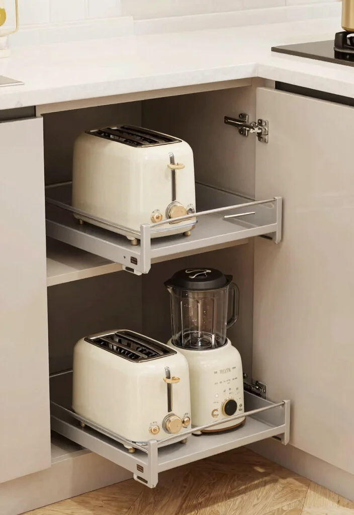 14 Kitchen Appliance Storage Ideas That Hide the Clutter 11. Get Creative with Cabinet Inserts 0
