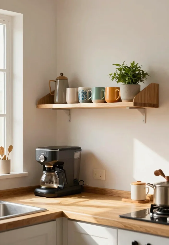 14 Kitchen Appliance Storage Ideas That Hide the Clutter 2. Install a Floating Shelf 0