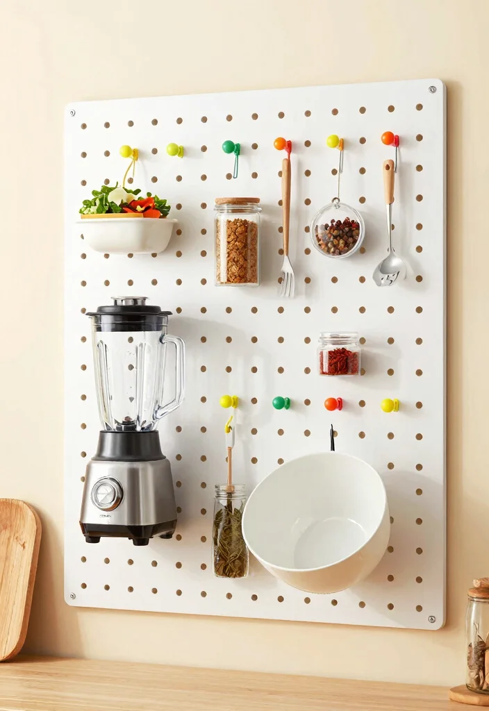 14 Kitchen Appliance Storage Ideas That Hide the Clutter 3. Utilize Vertical Space with Pegboards 0