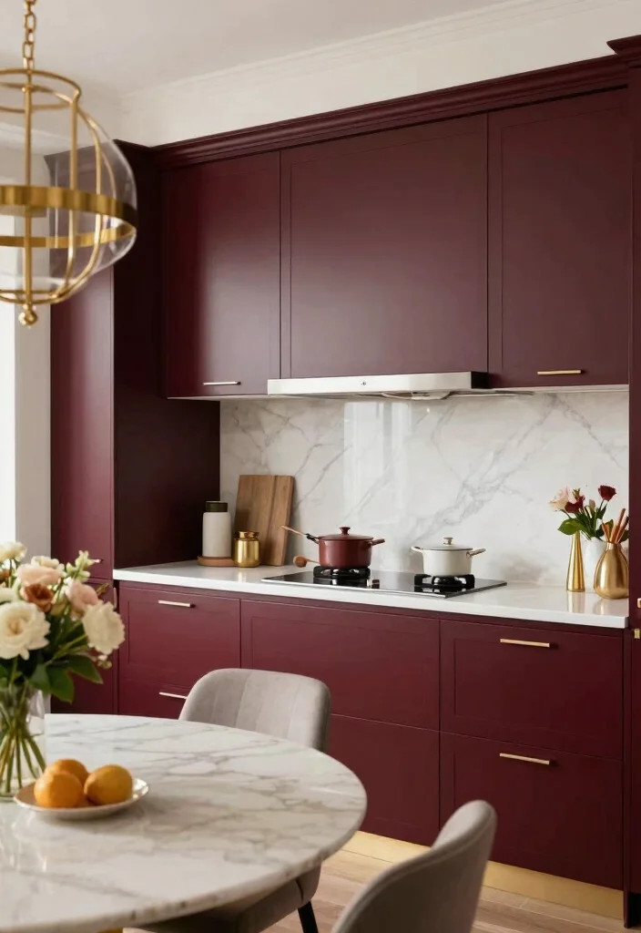 14 Kitchen Cabinet Paint Color Ideas That Refresh Fast 14. Bold Burgundy 0