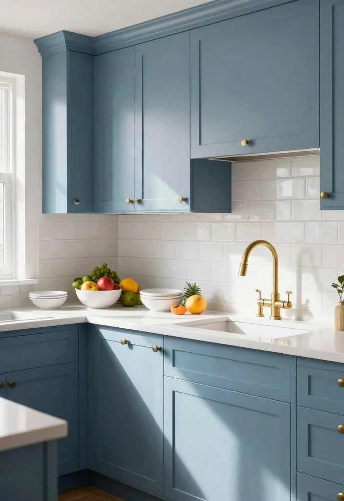 14 Kitchen Cabinet Paint Color Ideas That Refresh Fast 2. Dusty Blue 0