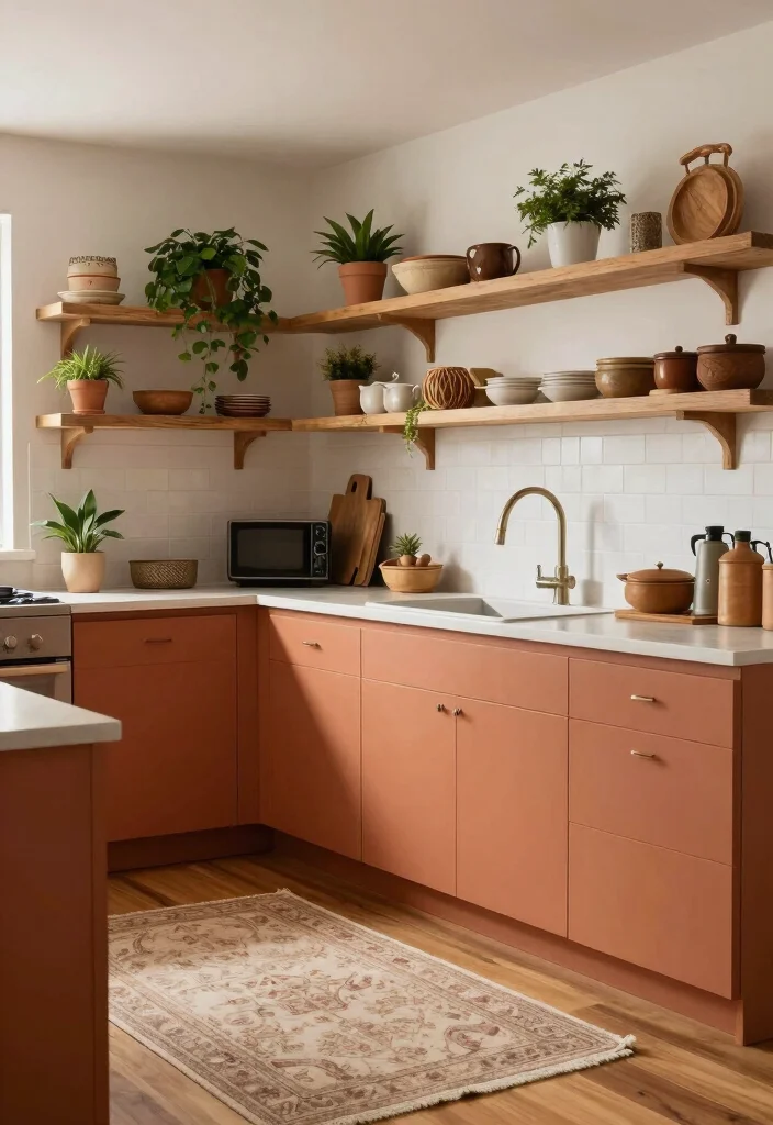 14 Kitchen Cabinet Paint Color Ideas That Refresh Fast 4. Warm Terracotta 0