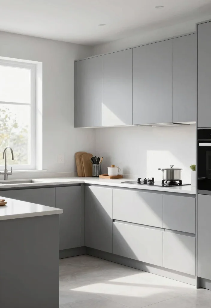 14 Kitchen Interior Color Ideas to Set the Mood 12. Light Gray Understated and Chic 0