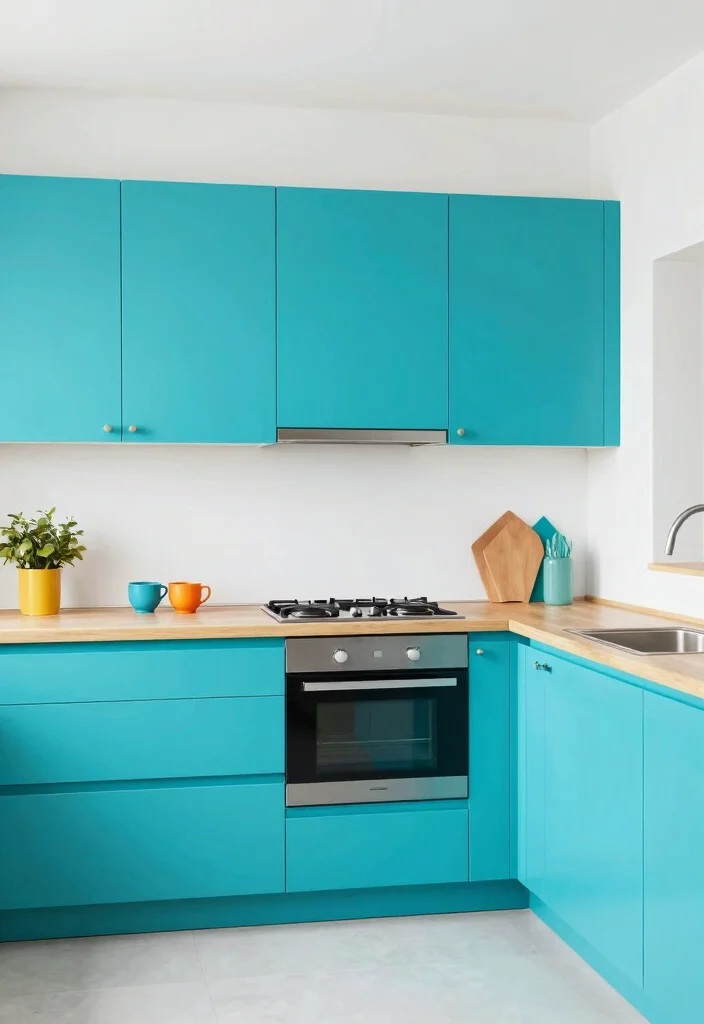 14 Kitchen Interior Color Ideas to Set the Mood 13. Bright Turquoise Fun and Energetic 0