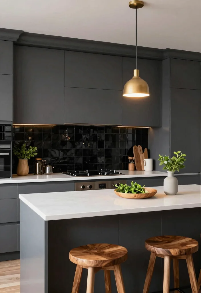 14 Kitchen Interior Color Ideas to Set the Mood 2. Bold Charcoal Modern Elegance 0