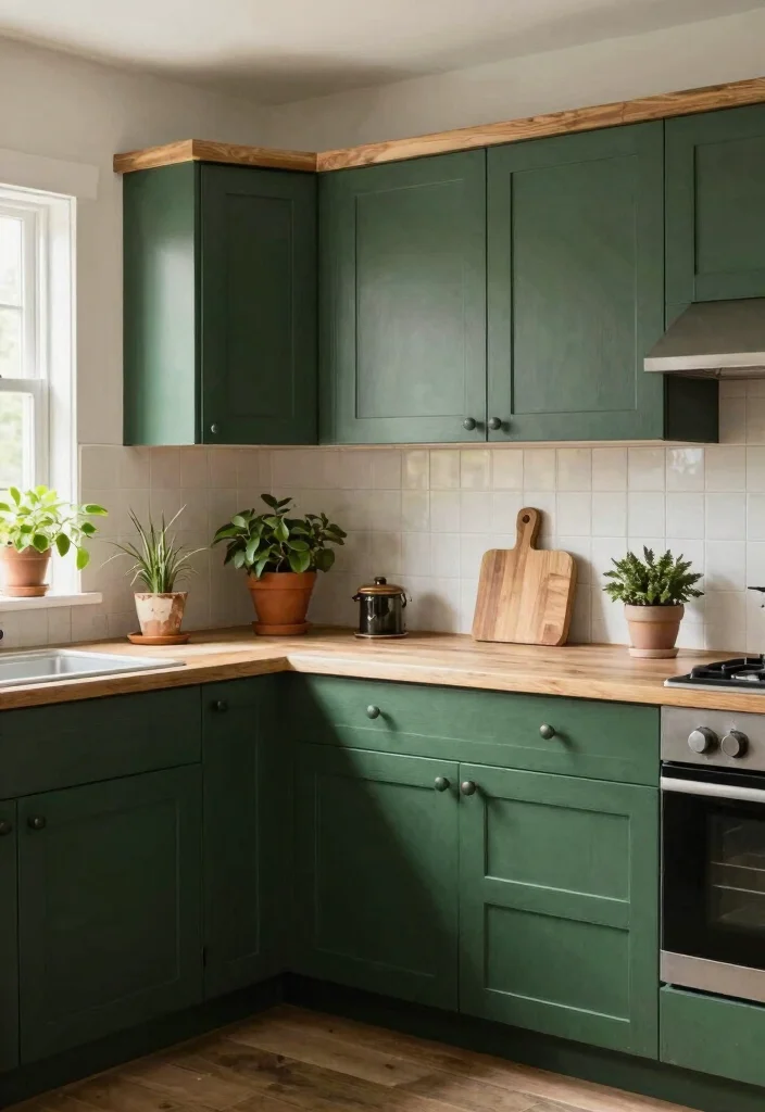 14 Kitchen Interior Color Ideas to Set the Mood 9. Deep Forest Green Natures Touch 0