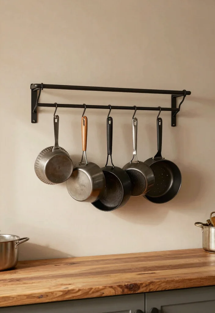14 Kitchen Organizing Ideas for a Clutter Free Space 5. Hanging Pot Racks 0