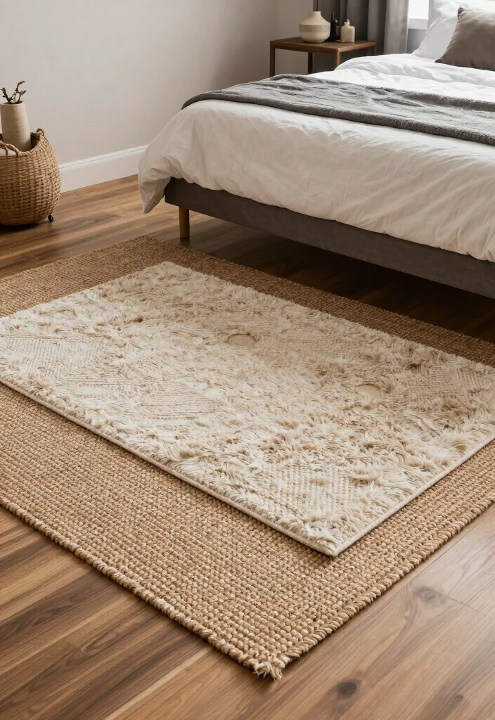 14 Low Budget Bedroom Ideas That Still Look Beautiful 13. Layer Rugs for Texture 0