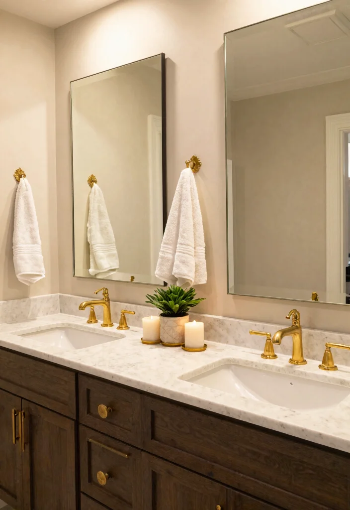 14 Master Suite Bathroom Ideas for Large Luxurious Spaces 23 14 Master Suite Bathroom Ideas for Large Luxurious Spaces 3. Double Vanities for Glamorous Convenience 0